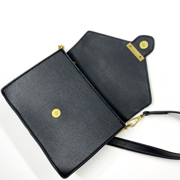 Rachel Zoe Black Shoulder Bag Handbag Gold Chain Strap Clasp Small Y2K - Picture 2 of 9